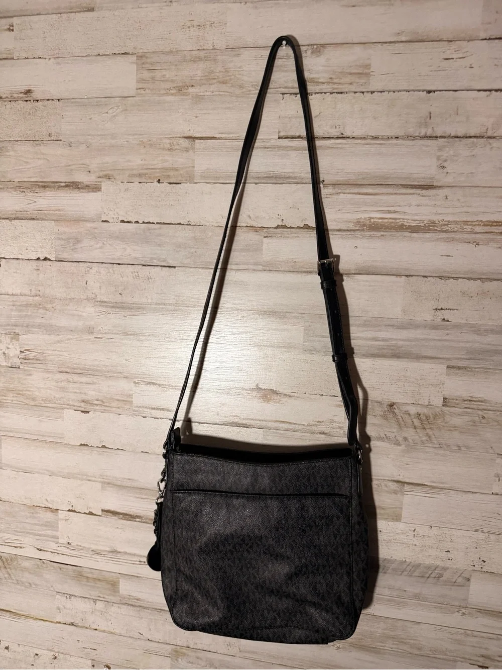 Michael Kors Black Signature Monogram Crossbody with Matching Pouch